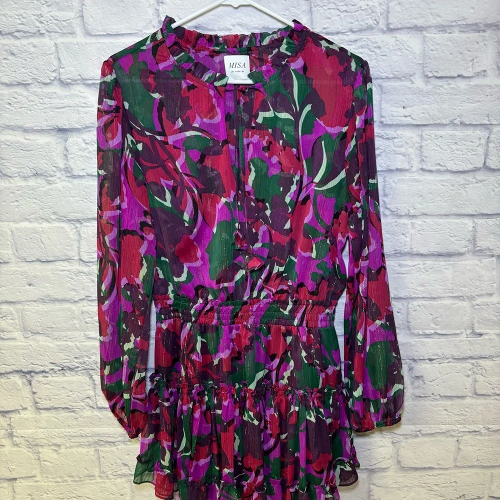 MISA Los Angeles Lorena mini dress Holiday Sparkle Abstract print Medium USA - Picture 16 of 16